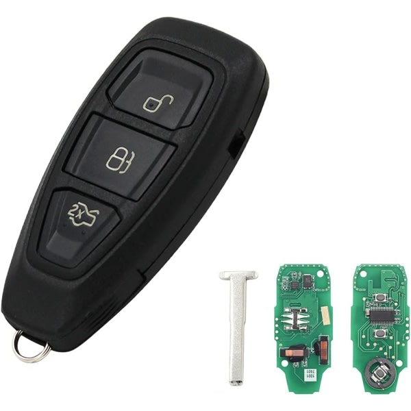 IC 3 knapper fjernkontroll nøkkelhus erstatning for Fo-rd Fiesta Mondeo Kuga Focus B-max C-Max S-max Galaxy - 433 MHz 4D63 chip