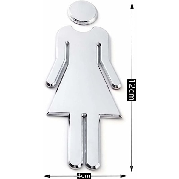 Toalettdekaler, 12x4cm, WC-skyltar med symboler för män och kvinnor, Lätt att fästa WC-skyltar för män och kvinnor för toalett WC