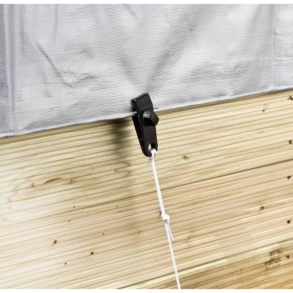 IC Fästklämma Stödspännare för Tarptält Tarpduk Set med 8 delar, svart, 0,83 x 26 x 28 cm, 07010