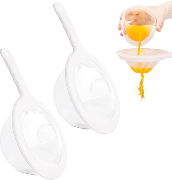 Plastnet sigte, 2 stk., nylon finmasket dørslag med håndtag, til te, mel og juice