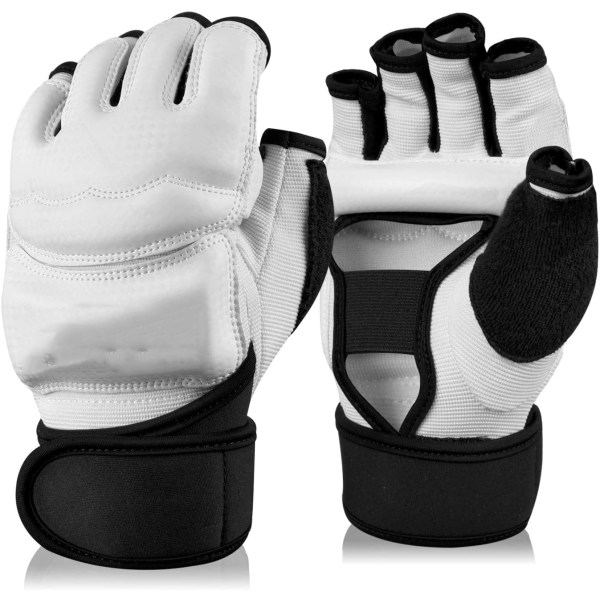 IC Bokseposeboksning Kampsports MMA Sparring Grappling Muay Thai Taekwondo Træning PU Læder Håndledsbind Handsker - Hvid - M