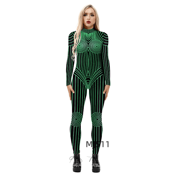 Hedt cosplay kostume jumpsuit europæisk og amerikansk kvindelig cosplay kostume hot girl natklub uniform Halloween print jumpsuit BAX206 L