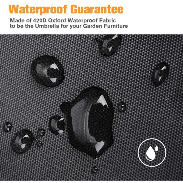 Udendørs Møbelovertræk, Vandafvisende, Vindtæt, Anti-UV, Heavy Duty 420D Oxford Klud Overtræk, Cover, Rektangulær - Sort 250*250*90