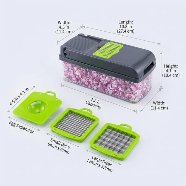 Vegetable Chopper, Professional Onion Chopper, Multifunctional 13-in-1 Carrot and Garlic Chopper with Storage Box