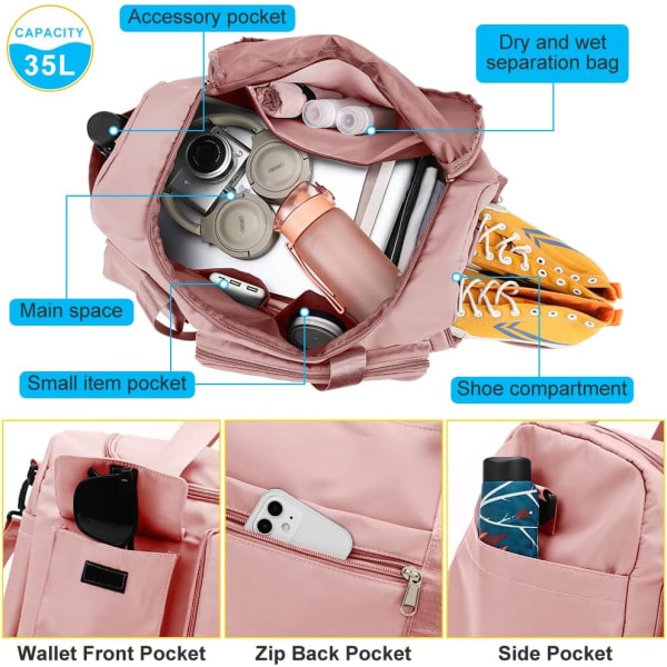 IC Vikbar resväska med stor kapacitet JIELISI Sports Gym Bag med våtficka och skofack Bärbar hopfällbar reseväska