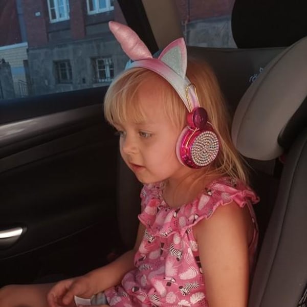 Bluetooth Stereo Hodetelefoner Enhjørning med Mikrofon Rosa
