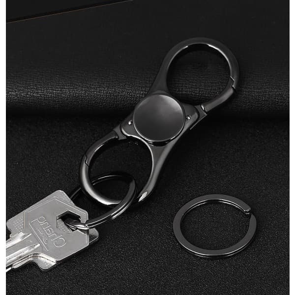 IC Fingertop gyro nøglering dobbeltring bilnøglering charm sort