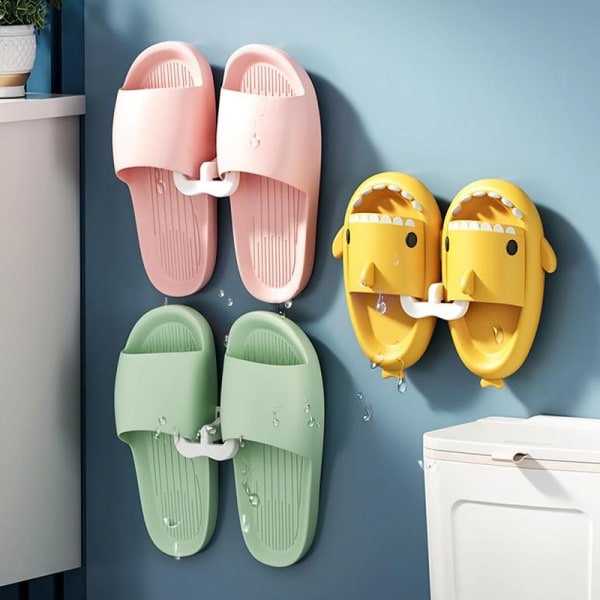 IC Tofflor Rack Självhäftande Badrum Enkel Tofflor Krok Toalett White 4PCS