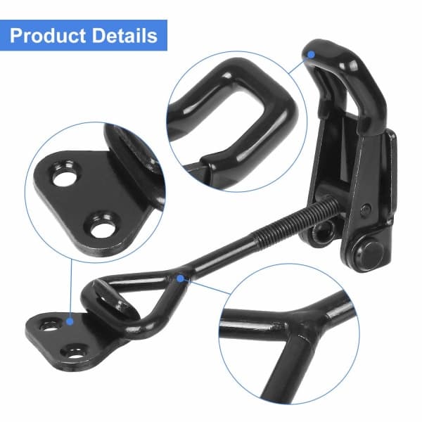 IC Sorte vippe-spærrklemmer, 6 stk Heavy Duty justerbar vippe