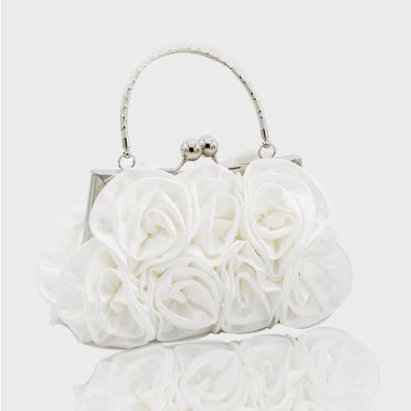 IC NOE Kvinner Aftenveske Silke-lignende Satin Rose Form Clutch