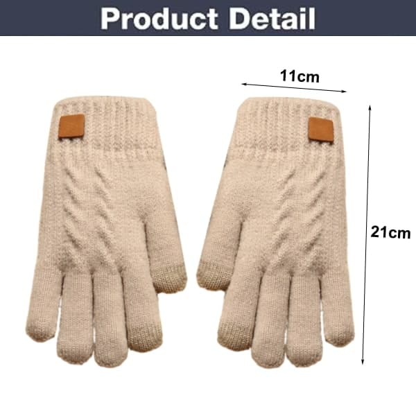 IC Dam Vinter Touchscreen Magiske Handsker Dame Tykke Varme Beige