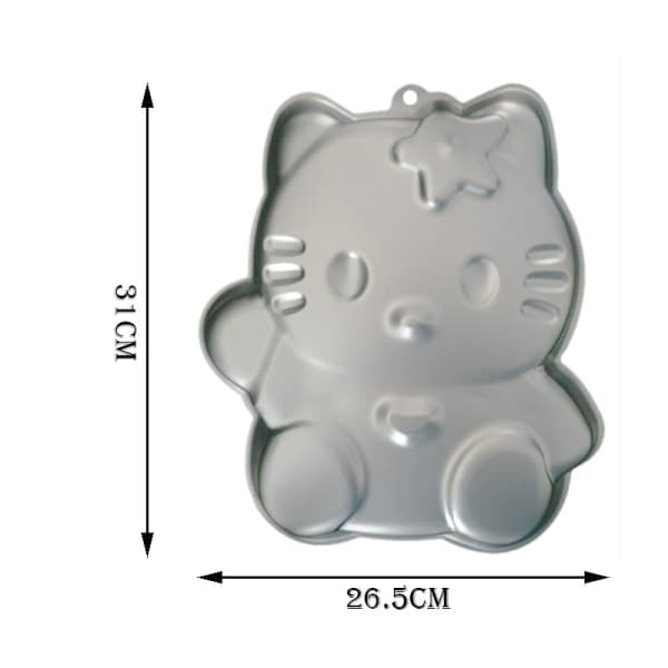 IC 3D Kitty Bageform i Aluminium - DIY Fødelsdagsskabelon Køkkenudstyr