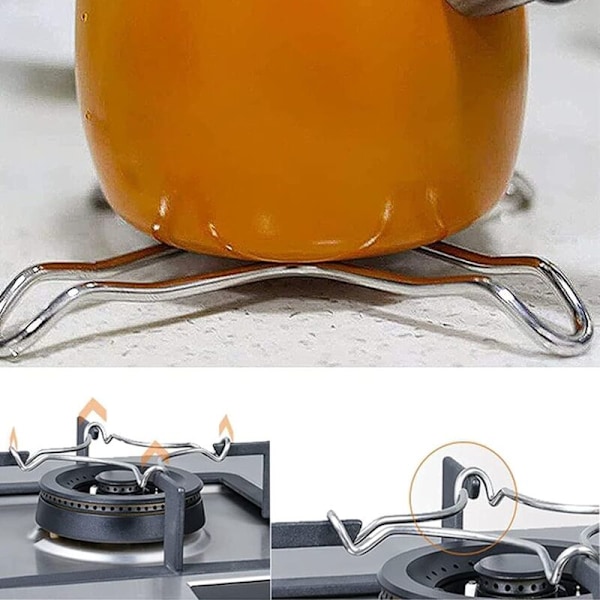 Pakke med Reduksjonsring i Rustfritt Stål for Gasskomfyrtopp, Trivet, Wok, Gasskomfyr, Gasskomfyr, Trivet, Kaffetrakterholder