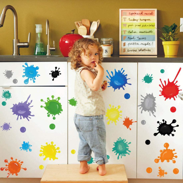 IC Color Dots -seinätarra, lasten/ baby seinätarra, väripisteet