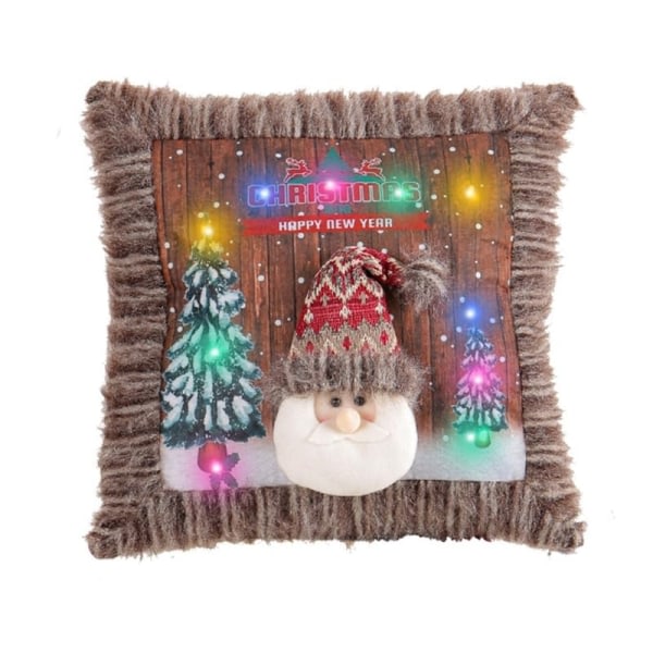 Christmas Light-Up cover Supermjukt plysch örngott med LED-belysning julenissen