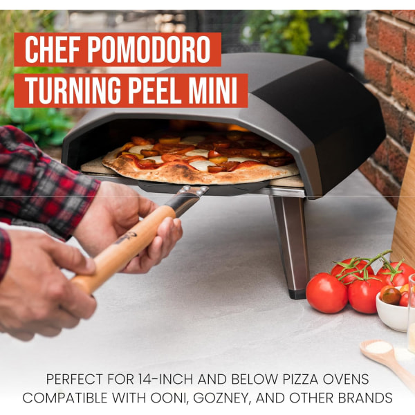 Pizzaskal - Pizzaskyffel - Pizzaspade i metal - Pizzaskal i aluminium med træhåndtag (120 cm langt) - Pizzaskal for pizzasten - Pizzaskyffel