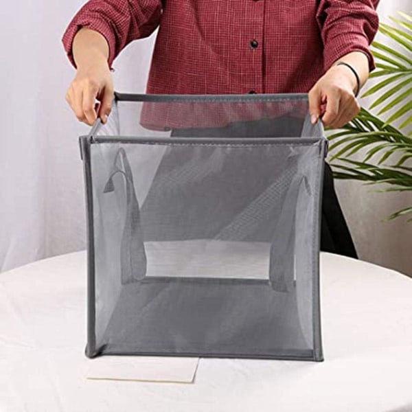 IC Pop Up tvättkorgar - hopfällbara mesh -tvättkorgar med håndtag - hopfällbar for tvättlagring (grå)