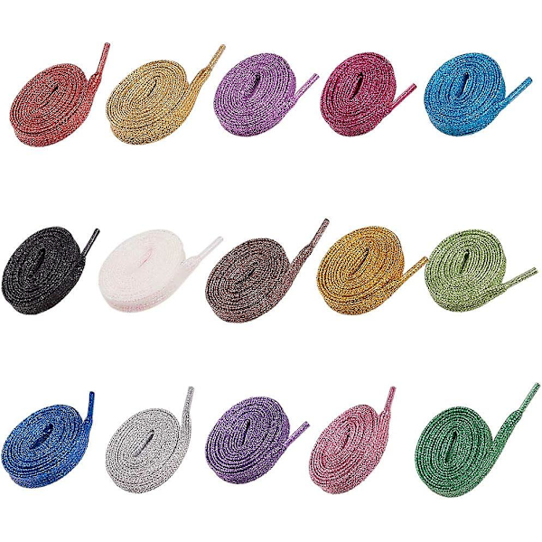 15 par 15 farger glitter skolisser flate polyester skolisser for joggesko