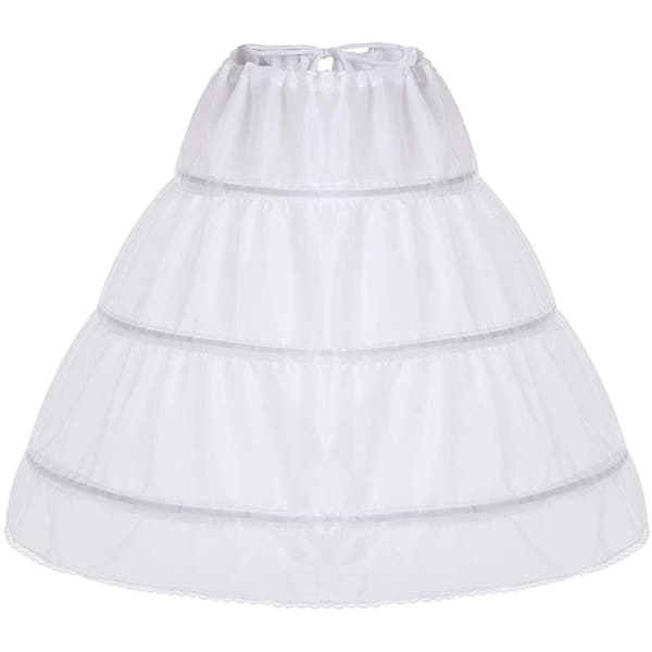 IC Vit 3 Hoops Underkjole Crinoline Bryllup Brudepige Blomst Pigekjole