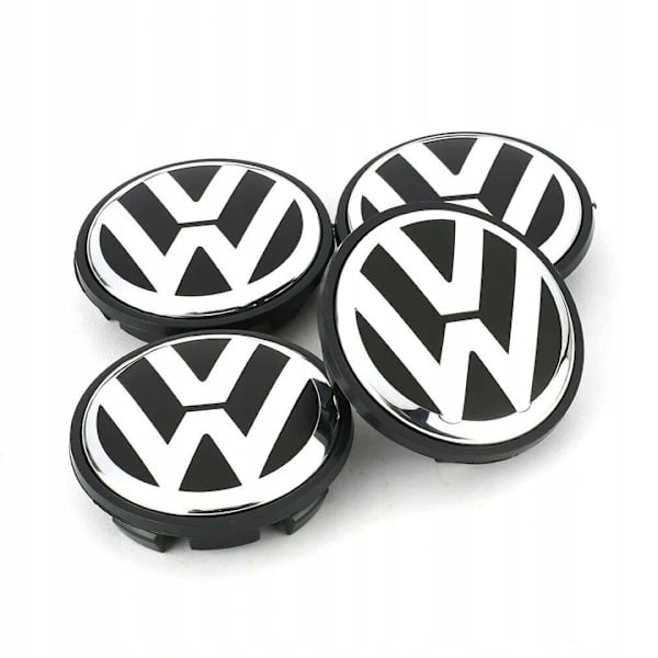 4-pak - Volkswagen VW Senterdeksler / Navdeksler - Bilsølv Silver 56 mm