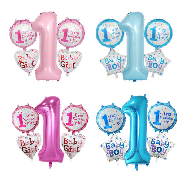 IC 1Set Rainbow Unicorn Balloon 40 tums nummer folieballonger 1:a K Light blue