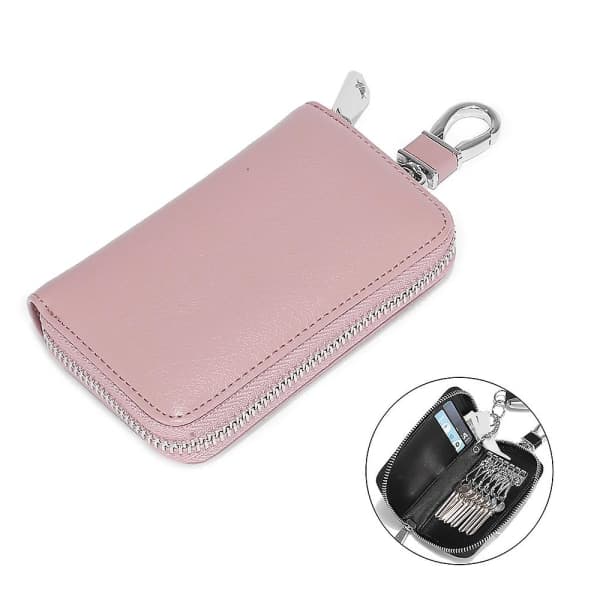Læder Bilnøgleetui Cover, Multifunktionelt Etui til Hjemmet, Rosa IC