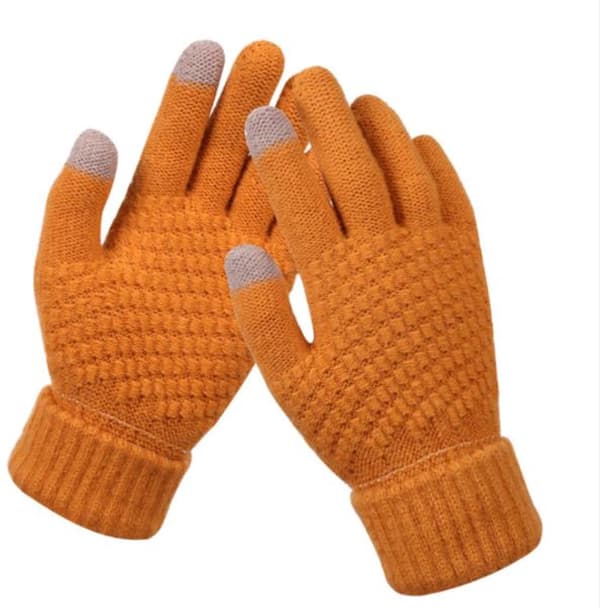 Strikhandsker - touchscreen - one size - varm vinterfavorit - Okker