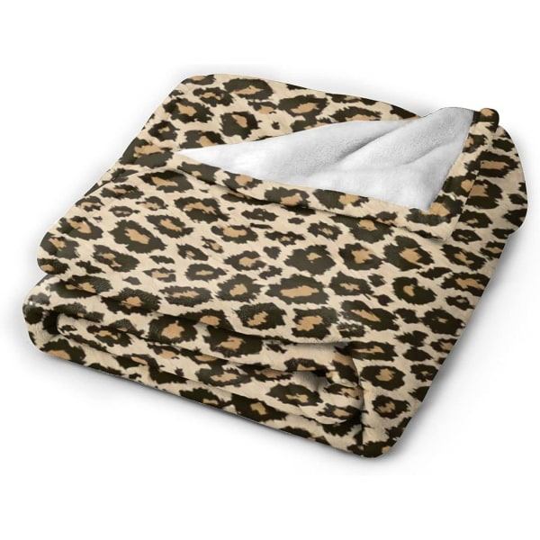 IC Leopard-sengesett Supermyk Varm Fuzzy Koselig Lett Flanellteppe for Sofa Sofa Kontor Camping Reise 60\" L X 50\" W