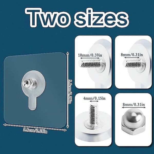 1-pack Transparent Waterproof Removable Adhesive Wall Hooks