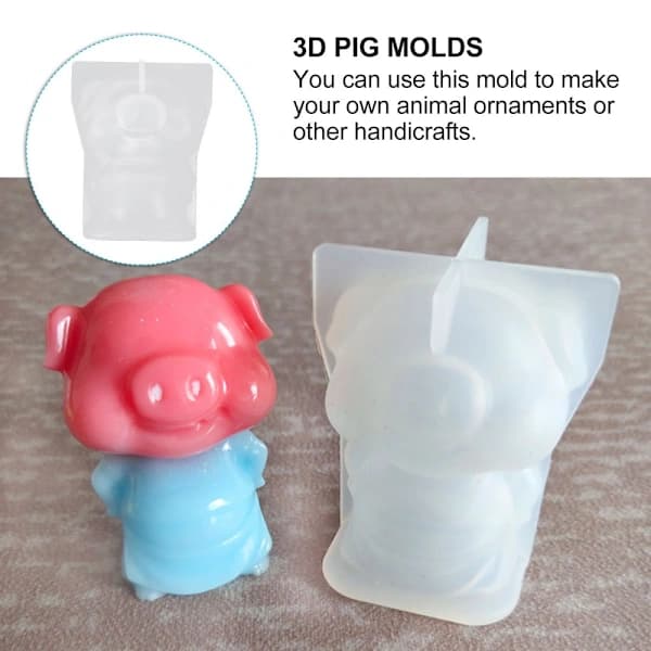 2 stk 3D Grisforme DIY Silikoneforme Dyrestøbningspyntforme