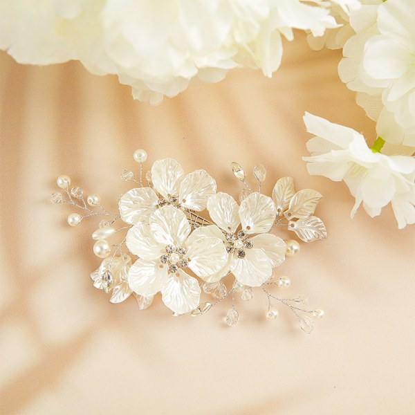 Bröllopskristallpärlblommiga hårklämma Blommigt Barrette-hår one size