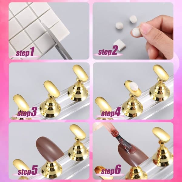 IC Nail art - (negleholder + gull + sølv + hvit leire) Klær og tilbehør