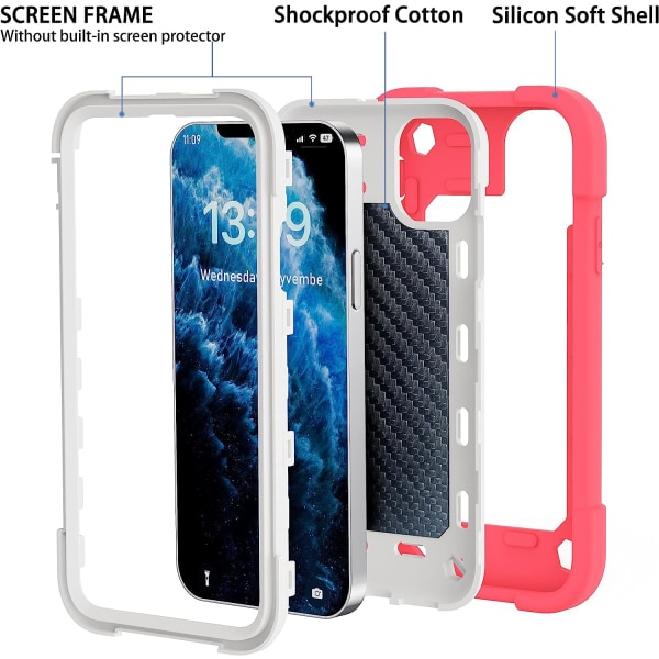 IC iPhone 14 Pro Max-etui 6,1 tommer med 360° roterende ringstativ, militærklasse fallbeskyttelse for hele kroppen Robust kraftig etui 3 i 5 deksel