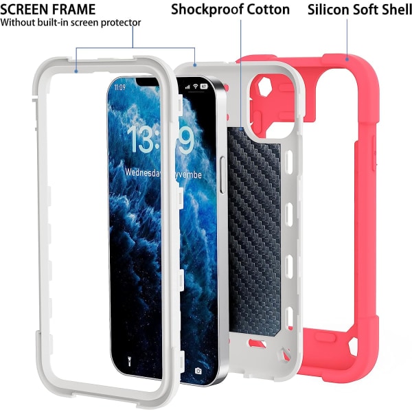 IC iPhone 14pro max etui 6,1 tommer med 360° roterende ringstativ, militærklasse faldbeskyttelse i hele kroppen Robust kraftigt etui 3 i 5 cover