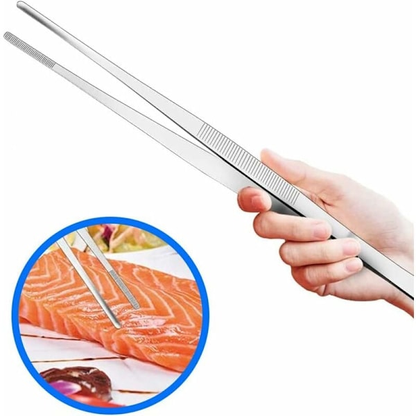 Extra 30cm / 12 tum Lång Pincett i Rostfritt Stål med Precisionssågtandad Ände för Akvaristik, Trädgårdsarbete, Kök, Industriellt Arbete och Användning
