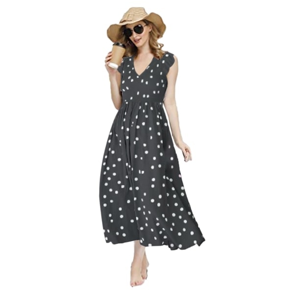 IC Dam V-ringad blommig print spaghetti rem lång Maxi sommar XXXL