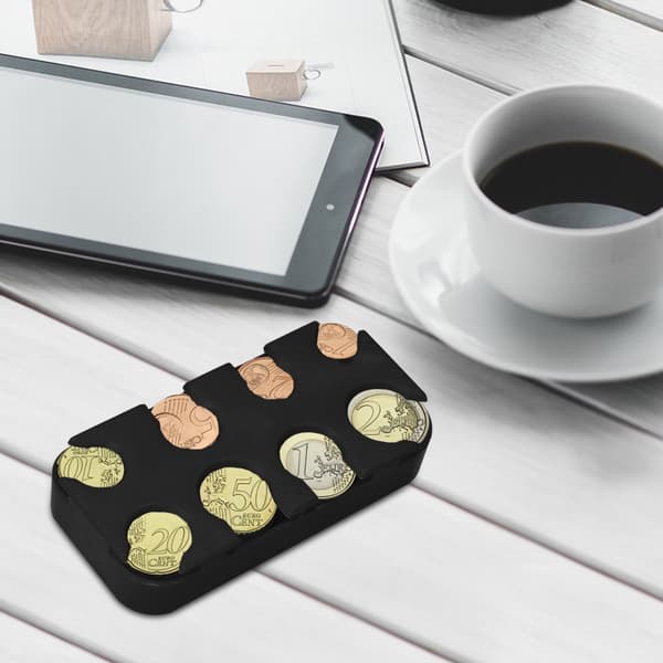 kwmobile Møntholder med 8 rum - Møntholder til euro - Til 1 cent til 2 euro - Holder til byttepenge i sort