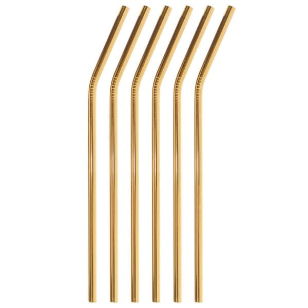 IC 6x Buedede Metal Sugrør - Guld Guld