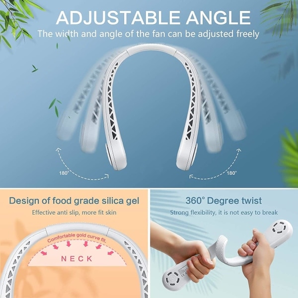 IC Bladløs Halsventilator, Genopladelig Handsfree Bærbar Halsventilator