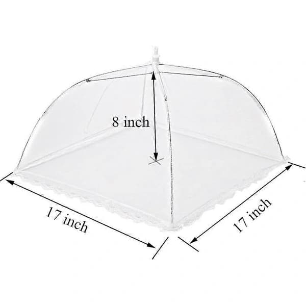 6-pack uppfällbara matkåpor i nät, vikbara återanvändbara nylontält för utomhuspicknick, campingfest, vit 43 cm