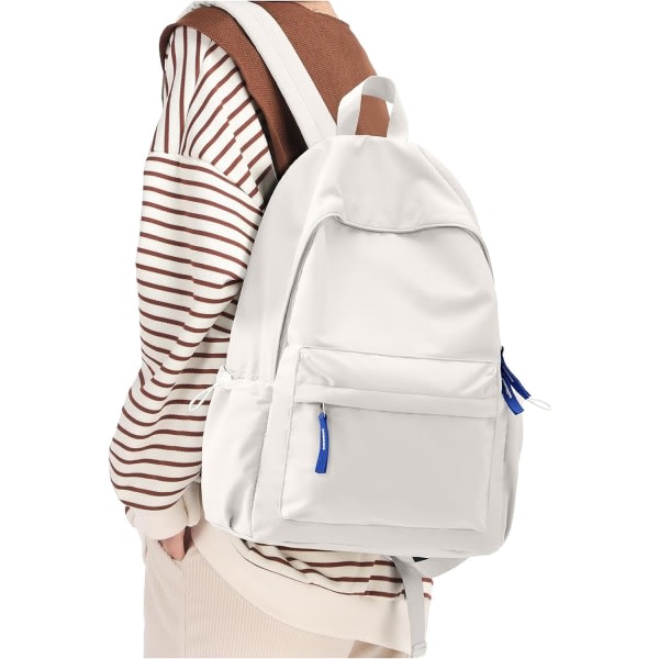 IC Reppu Vedenkestävä College Kevyt söpö reppu Casual Daypack naisille Miehille Sopii 15,6 tuuman kannettavalle Valkoinen