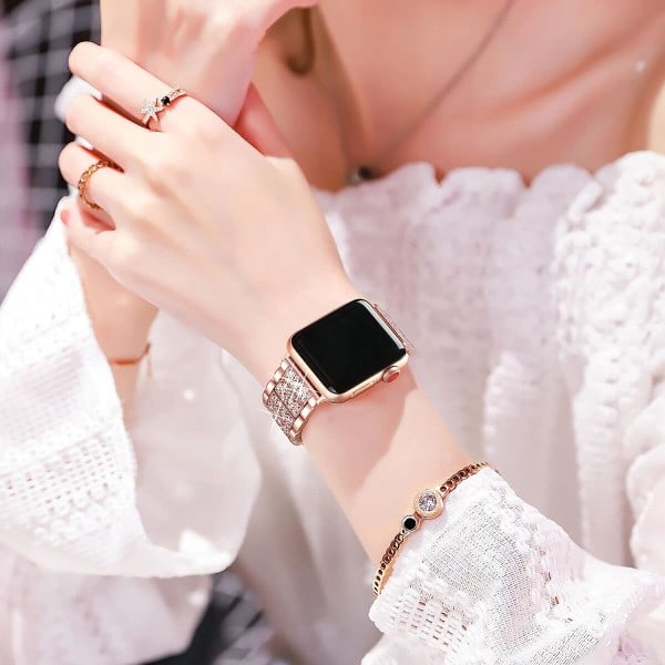 Ranneke yhteensopiva Apple Watch Band 38mm 40mm 41mm iWatch Series, Metalliranneke Säädettävä Ranneke