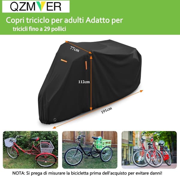 Premium Cover - Tricycle - Full Coverage - Protection - Tricycle - with - Lock Hole - Storage Bag - 1 - 3 - Bikes - Suitable