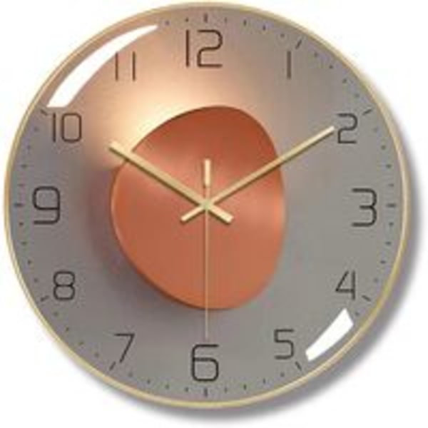 IC Hiljainen seinäkello, 30 cm halkaisijaltaan seinäkello, pyöreä digitaalinen kvartsiseinäkello, sopii olohuoneeseen, työhuoneeseen, makuuhuoneeseen, keittiöön (kulta)