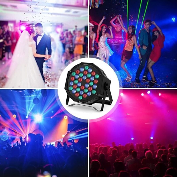 36 LED Par Lys RGB DMX512 Discolys med Fjernkontroll Auto/Lyd/Master-Slave Scenebelysning for DJ Party Bar Band Bryllup Halloween Jul
