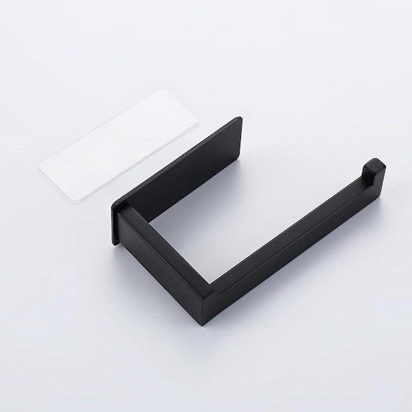 Køkkenrulleholder, sort rustfrit stål, 13x8x4,5 cm, selvklæbende og ingen boring, til badeværelset