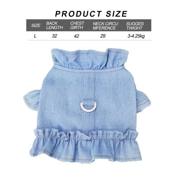 IC Pet Denim Sele Vest Skjorte med D-ring for små hunder Myk L