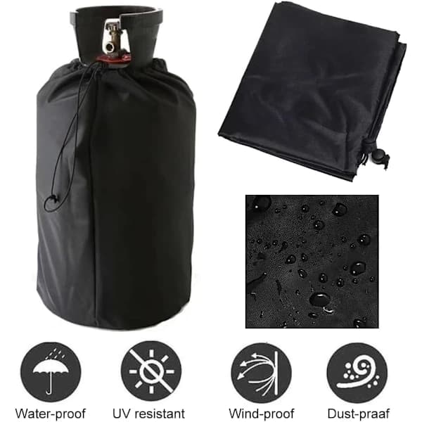 Gasolflaskskydd, Vattentätt Dammtätt Polyester Dragskoskydd för Utomhuscamping, Svart 31 x 51 cm