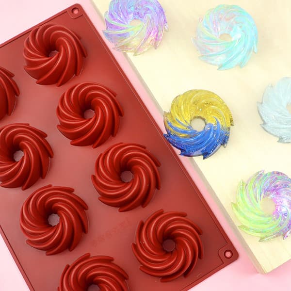 IC 1:a 8-håls silikonform DIY mini spiralformad kaka choklad