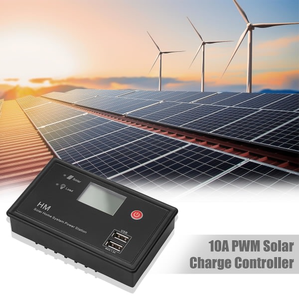 10A PWM Solcelleladeregulering 12V/24V automatisk identifisering under 55V inngangssolpanelregulator for gelbatteri med LCD-skjerm temperatur